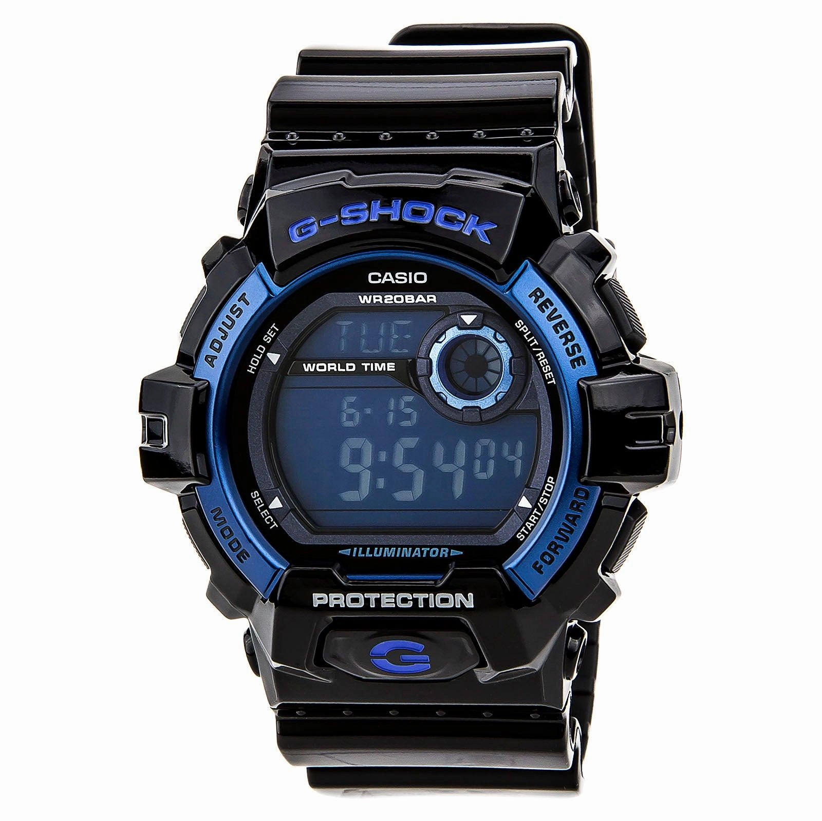 Casio Men's G-Shock Digital Blue Dial Black Resin Strap Day Date Dive Watch | G8900A-1 Luxury Quartz Watch Quartz Watch Sale