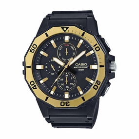 Casio MRW-400H-9AVDF Analog Black/Gold Yellow Resin Strap Watch for Men Affordable casual watches Sporty casual watches Affordable luxury casual watches
