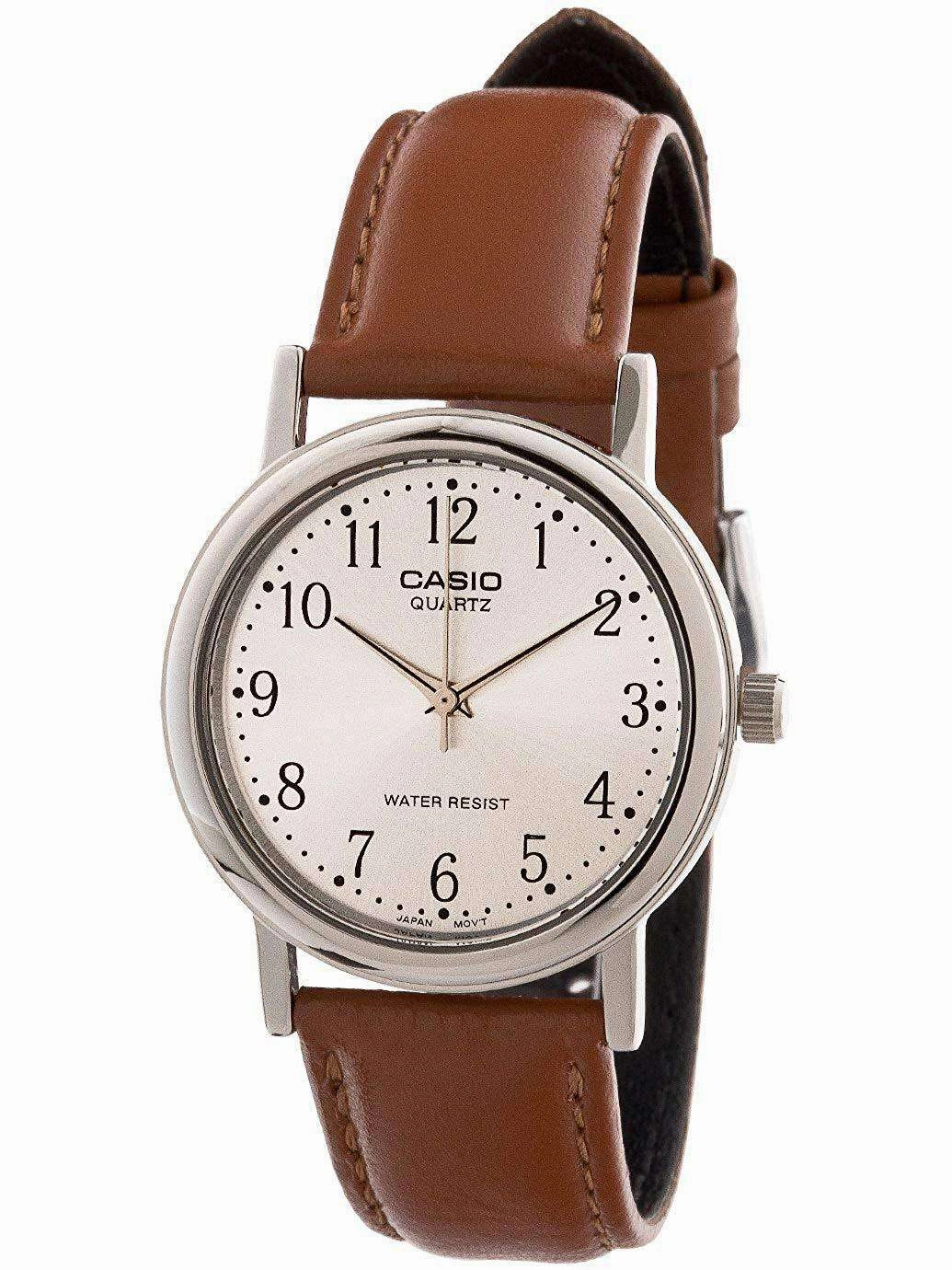 Casio MTP-1095E-7BDF Brown Leather Strap Watch for Men Affordable casual watches Sporty casual watches Affordable luxury casual watches