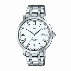 Casio MTP-E149D-7B Silver Stainless Watch for Men Affordable casual watches Sporty casual watches Affordable luxury casual watches