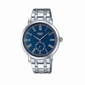 Casio MTP-E150D-2B Silver Stainless Watch for Men Affordable casual watches Sporty casual watches Affordable luxury casual watches