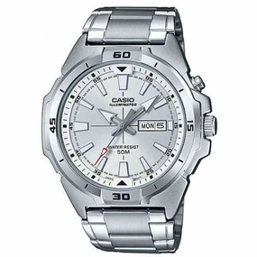 Casio MTP-E203D-7A Silver Stainless Watch for Men Affordable casual watches Sporty casual watches Affordable luxury casual watches
