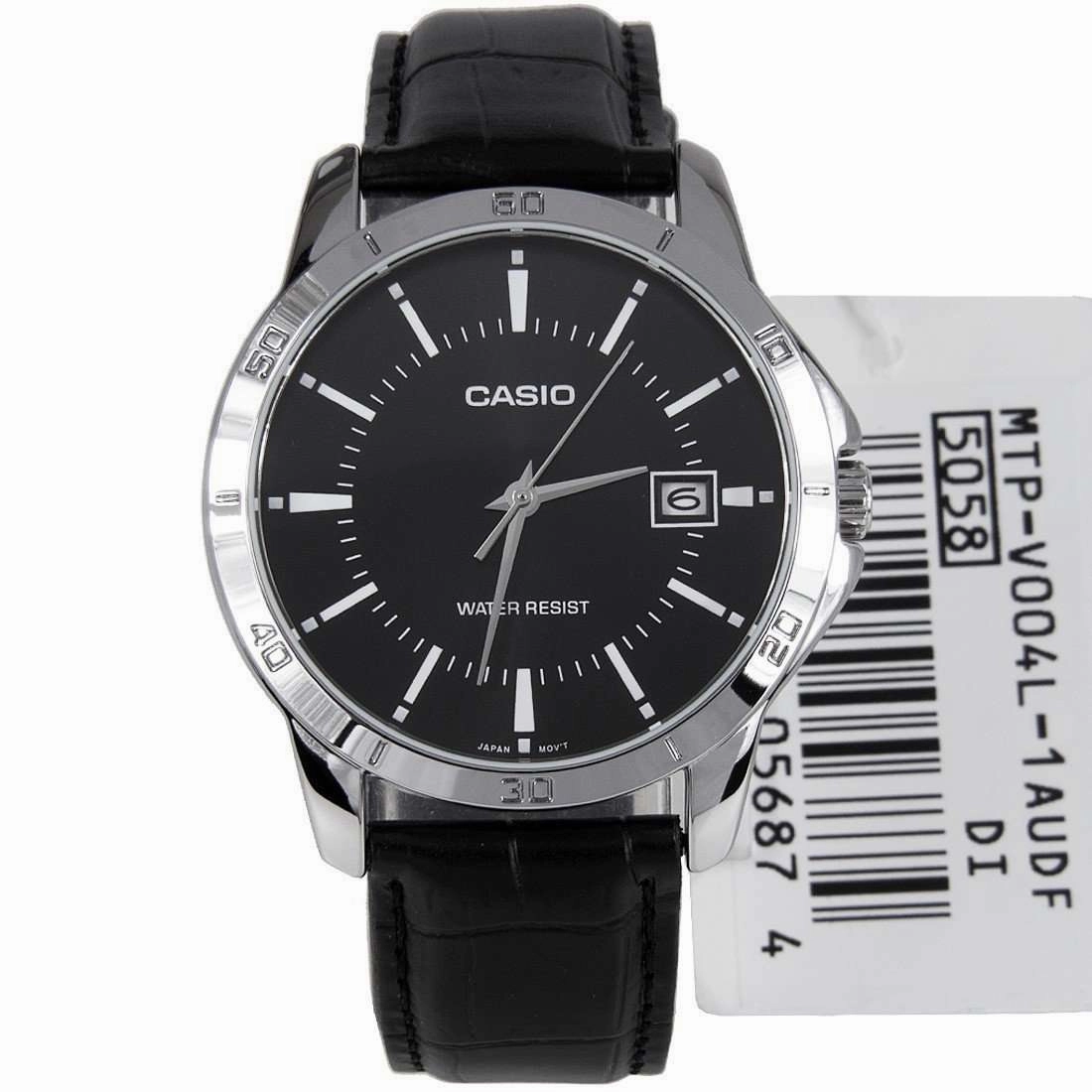 Casio MTP-V004L-1A Black Leather Watch for Men