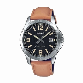 Casio MTP-V004L-1B2 Brown Leather Watch for Men Affordable casual watches Sporty casual watches Affordable luxury casual watches