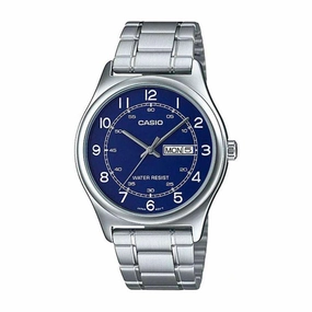 Casio MTP-V006D-2B Silver Stainless Watch for Men Affordable casual watches Sporty casual watches Affordable luxury casual watches