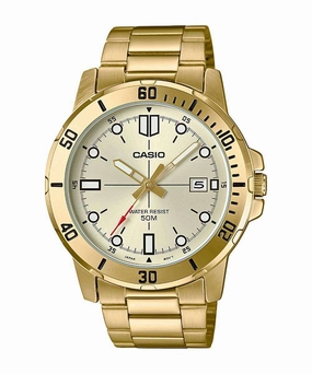 Casio MTP-VD01G-9EVUDF Gold Stainless Watch for Men Affordable casual watches Sporty casual watches Affordable luxury casual watches