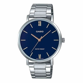 Casio MTP-VT01D-2B Silver Stainless Watch for Men Affordable casual watches Sporty casual watches Affordable luxury casual watches