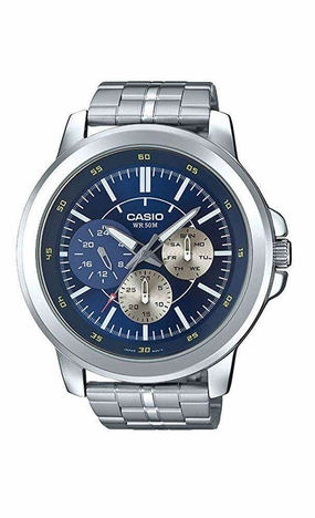 Casio MTP-X300D-2EVD Silver Stainless Steel Watch for Men Affordable casual watches Sporty casual watches Affordable luxury casual watches