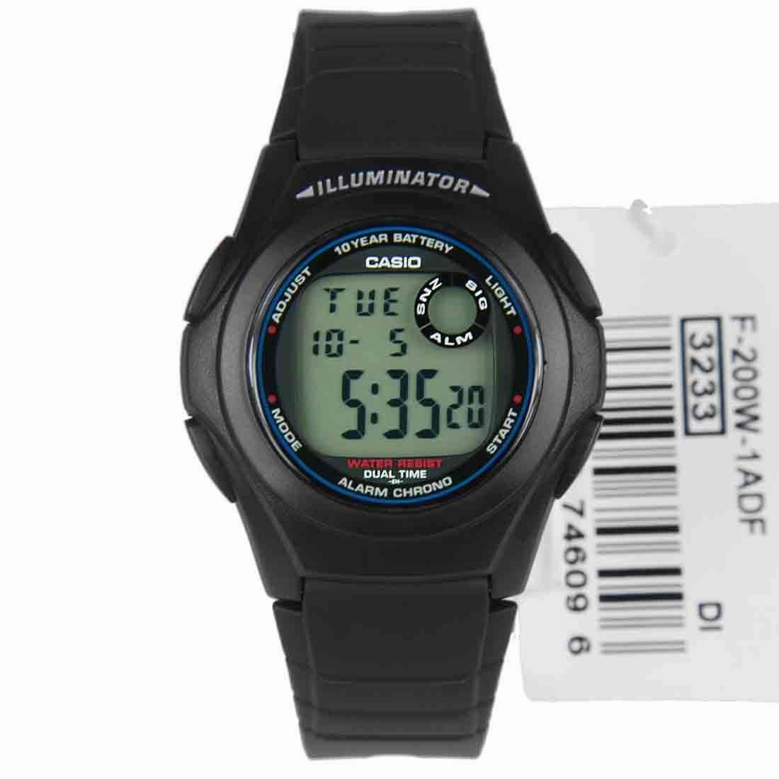 Casio Standard F-200W-1A Black Resin Strap Watch for Men