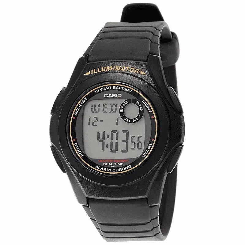Casio Standard F-200W-9ADF Black Resin Strap Watch for Men Affordable casual watches Sporty casual watches Affordable luxury casual watches
