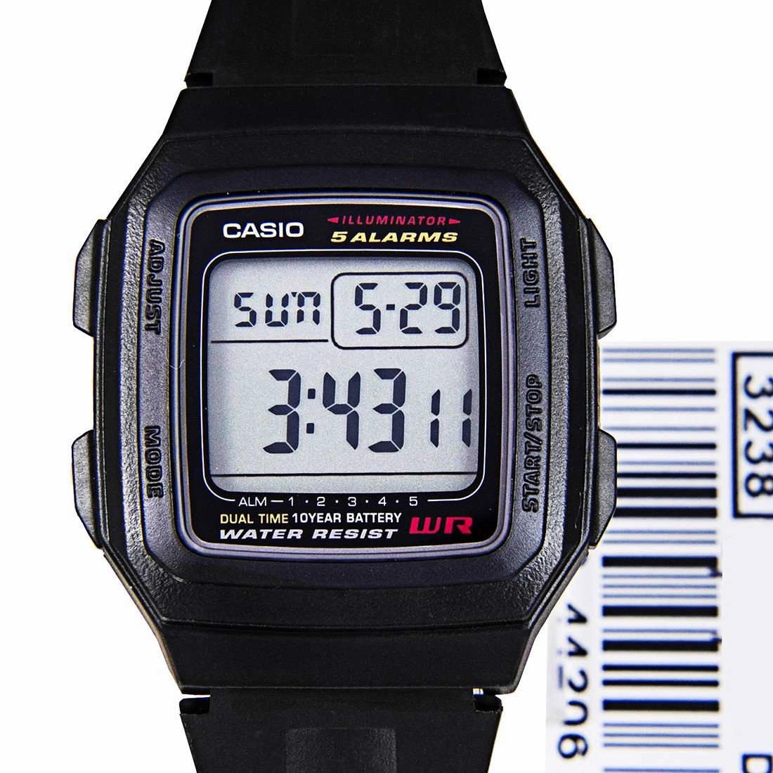 Casio Standard F-201WA-1ADF Black Resin Watch for Men and Women