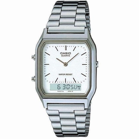Casio Vintage AQ-230A-7D Silver Stainless Watch Unisex Affordable casual watches Sporty casual watches Affordable luxury casual watches