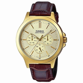 Casio Vintage MTP-V300GL-9A Brown Leather Watch for Men Affordable casual watches Sporty casual watches Affordable luxury casual watches