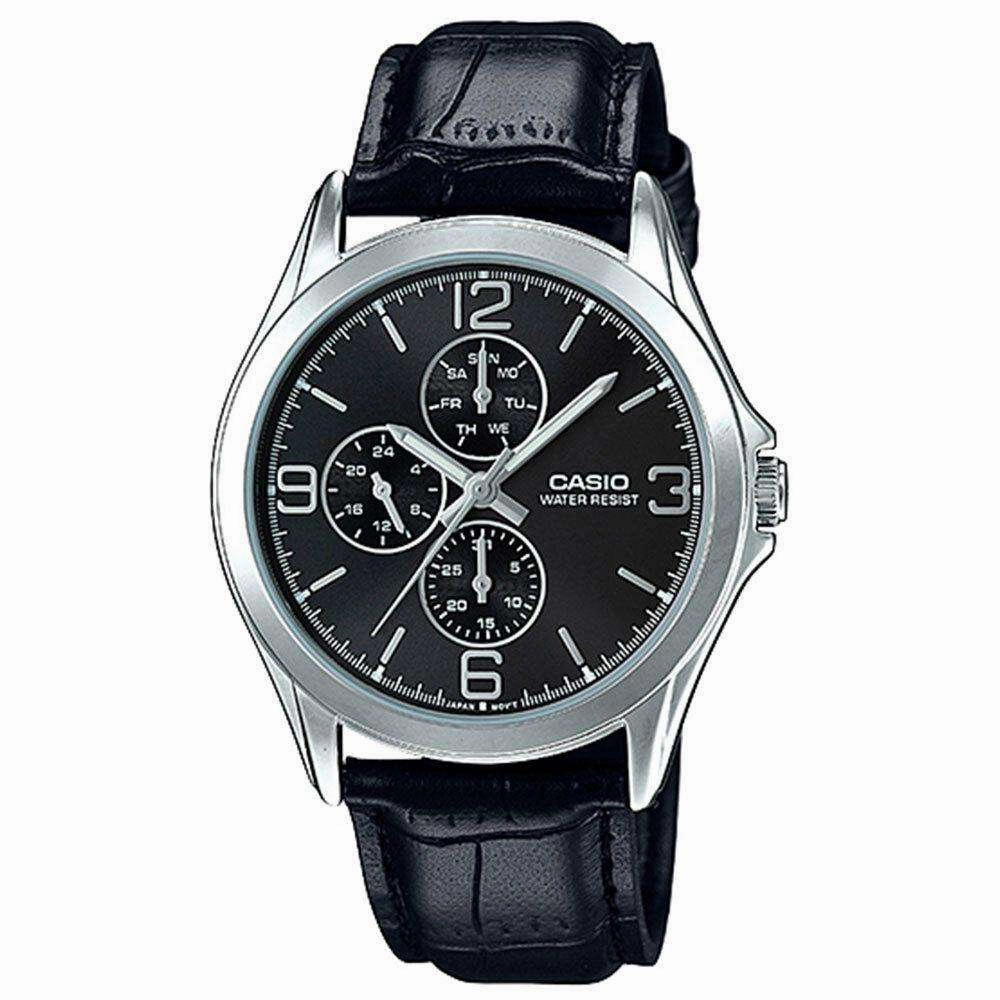 Casio Vintage MTP-V301L-1A Black Leather Watch for Men Affordable casual watches Sporty casual watches Affordable luxury casual watches