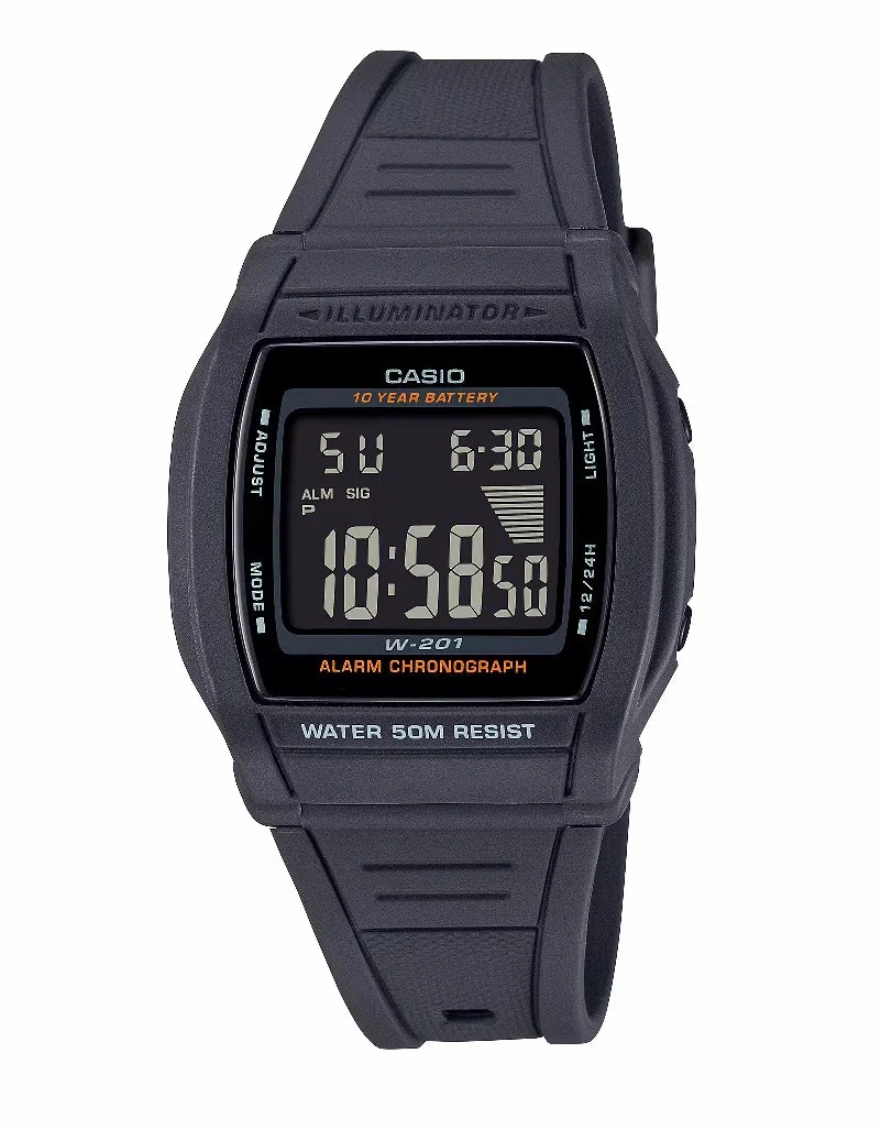 Casio W-201-1B Digital Rubber Strap Watch  For Men,men's watches,watch for men, best men's watches,luxury men's watch,minimalist men's watch,casual men's watch,dress watch for men,automatic men's watch,quartz men's watch,cheap men's watch. business