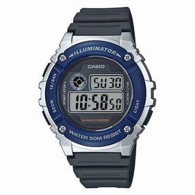 Casio W-216H-2A Black/Blue Resin Strap Watch for Men and Women Affordable casual watches Sporty casual watches Affordable luxury casual watches