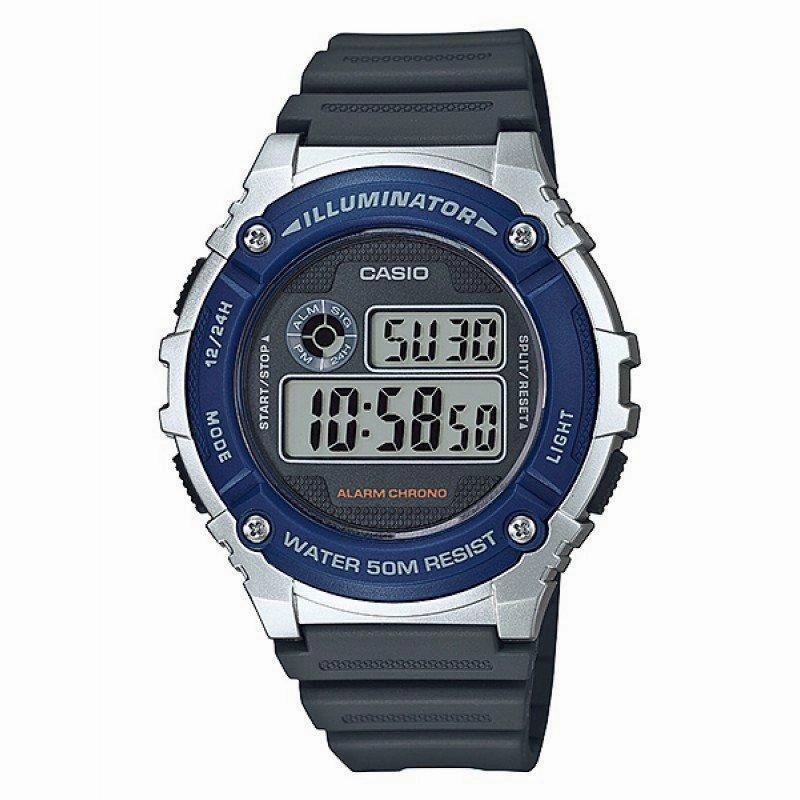 Casio W-216H-2A Black/Blue Resin Strap Watch for Men and Women Affordable casual watches Sporty casual watches Affordable luxury casual watches