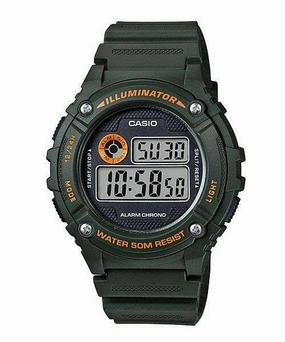 Casio W-216H-3B Green Resin Digital Watch for Men Affordable casual watches Sporty casual watches Affordable luxury casual watches