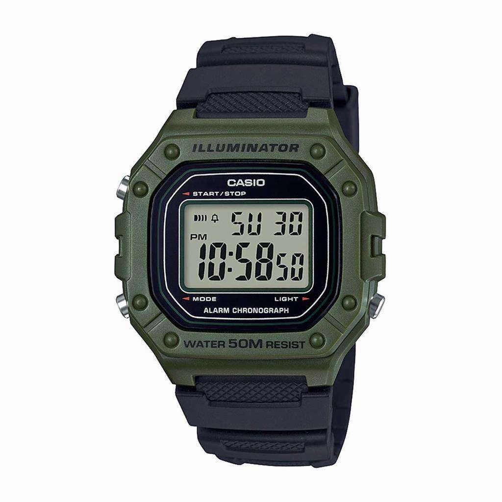 Casio W-218H-3A Green Resin Watch for Men Affordable casual watches Sporty casual watches Affordable luxury casual watches
