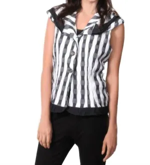Checkerboard Ruffled Vest In Black/white