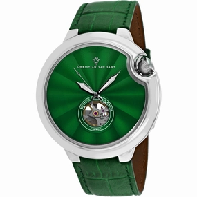 Christian Van Sant Men's Watch - Cyclone Automatic Black Dial Green Strap | CV0149 