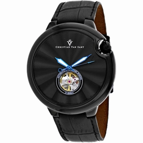 Christian Van Sant Men's Watch - Cyclone Automatic Black Dial Leather Strap | CV0145 