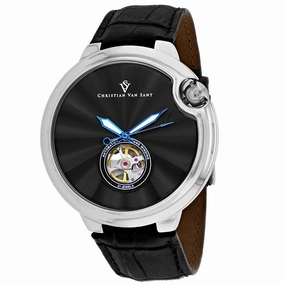 Christian Van Sant Men's Watch - Cyclone Automatic Black Dial Leather Strap | CV0146 