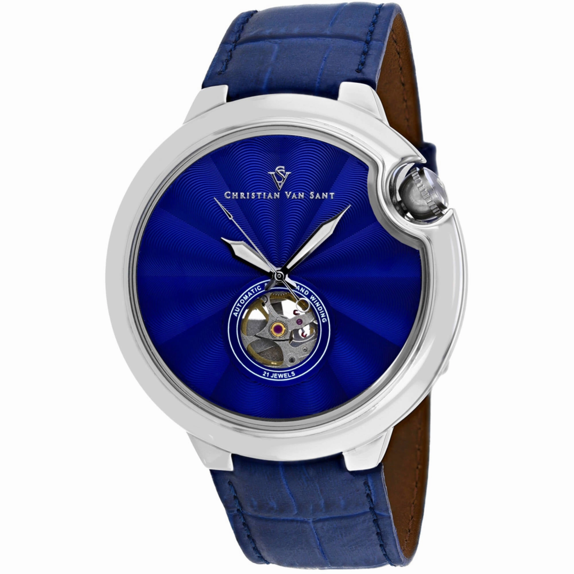 Christian Van Sant Men's Watch - Cyclone Automatic Blue Dial Leather Strap | CV0140 men's watches best men's watches under $500 affordable men's watches men watches classic