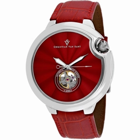 Christian Van Sant Men's Watch - Cyclone Automatic Red Open Heart Dial Strap | CV0142 