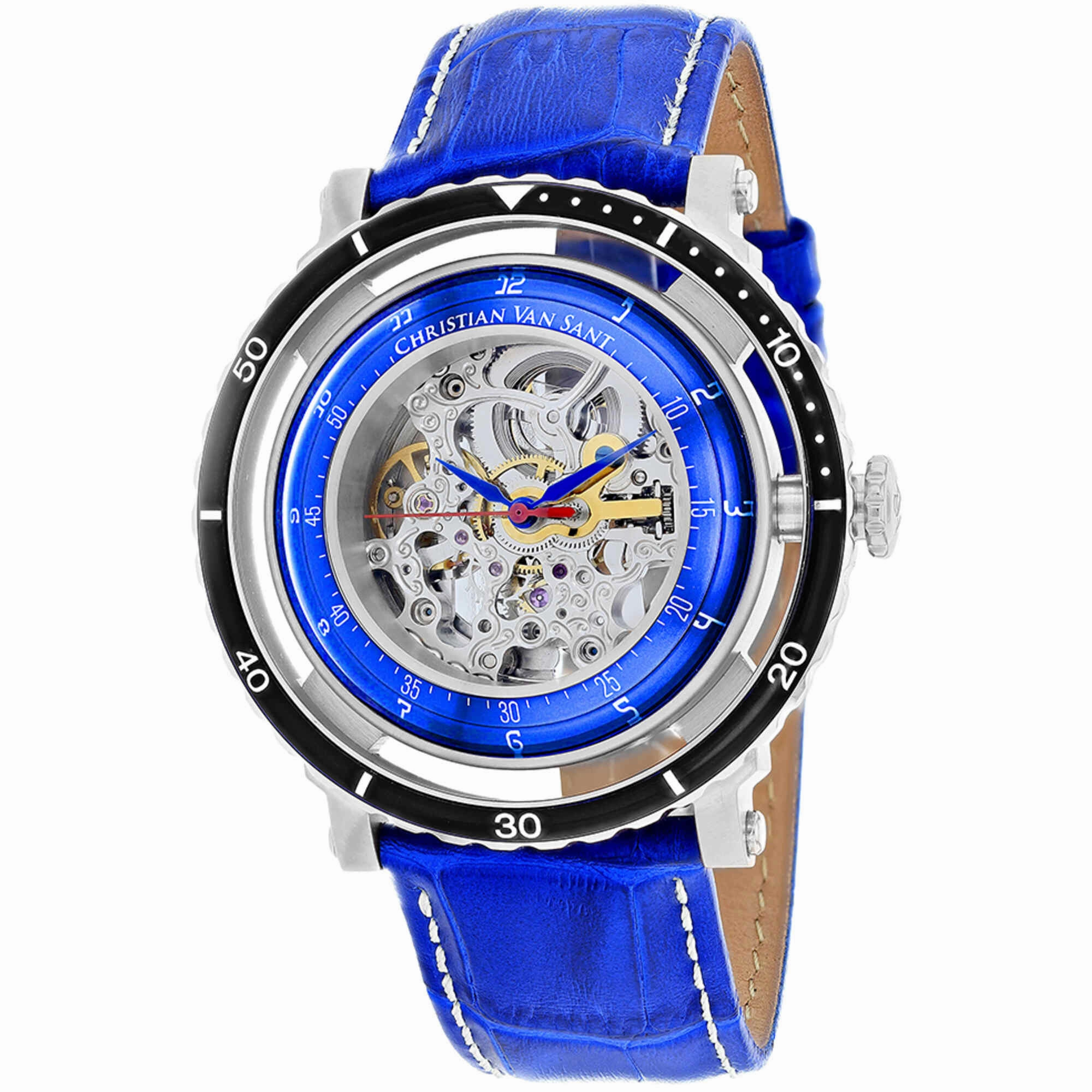 Christian Van Sant Men's Watch - Dome Automatic Silver Dial Leather Strap | CV0748 