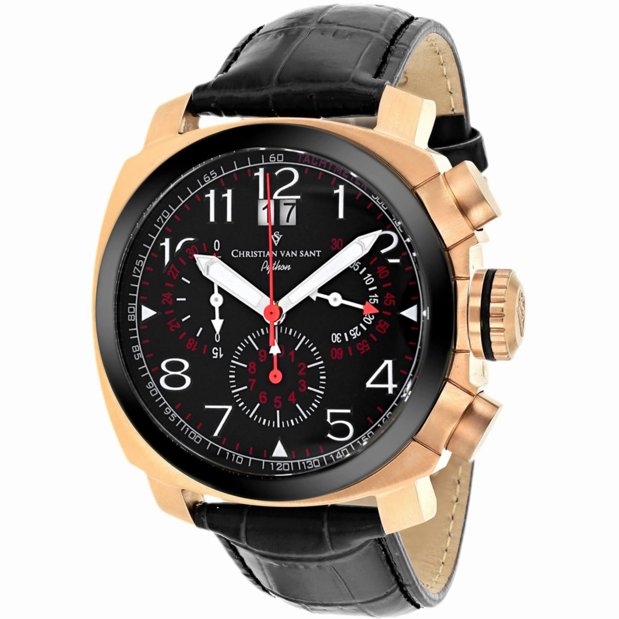 Christian Van Sant Men's Watch - Grand Python Quartz Black Dial Strap | CV3AU11 men's watches best men's watches under $500 affordable men's watches men watches classic