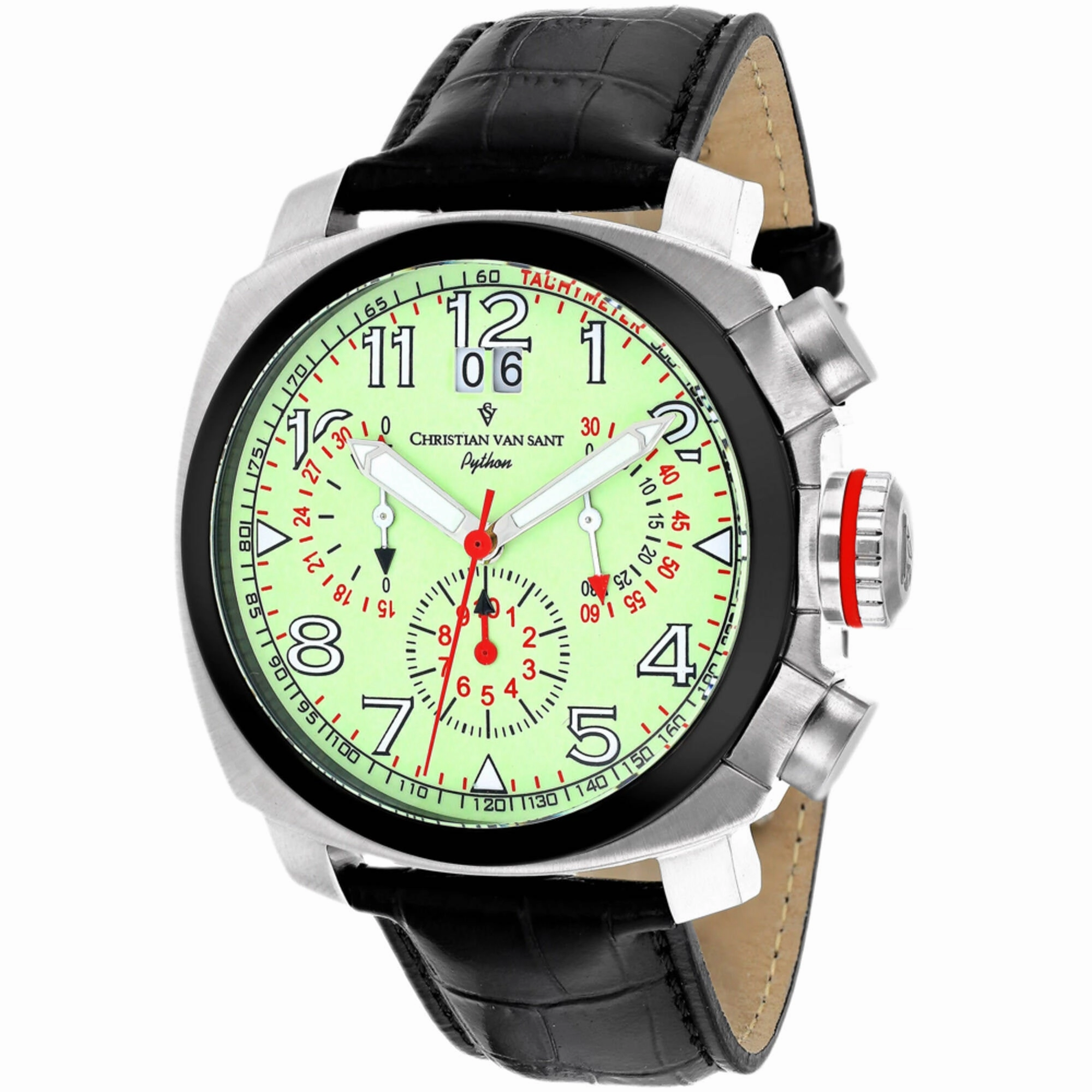 Christian Van Sant Men's Watch - Grand Python Quartz Black Leather Strap | CV3AU7 men's watches best men's watches under $500 affordable men's watches men watches classic