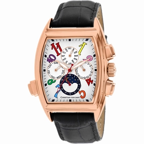Christian Van Sant Men's Watch - Grandeur White Dial Black Leather Strap | CV2136 men's watches best men's watches under $500 affordable men's watches men watches classic