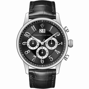 Christian Van Sant Men's Watch - Heritage Chrono Black Dial Leather Strap | CV3940 men's watches best men's watches under $500 affordable men's watches men watches classic