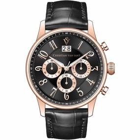 Christian Van Sant Men's Watch - Heritage Chrono Black Dial Leather Strap | CV3944 men's watches best men's watches under $500 affordable men's watches men watches classic