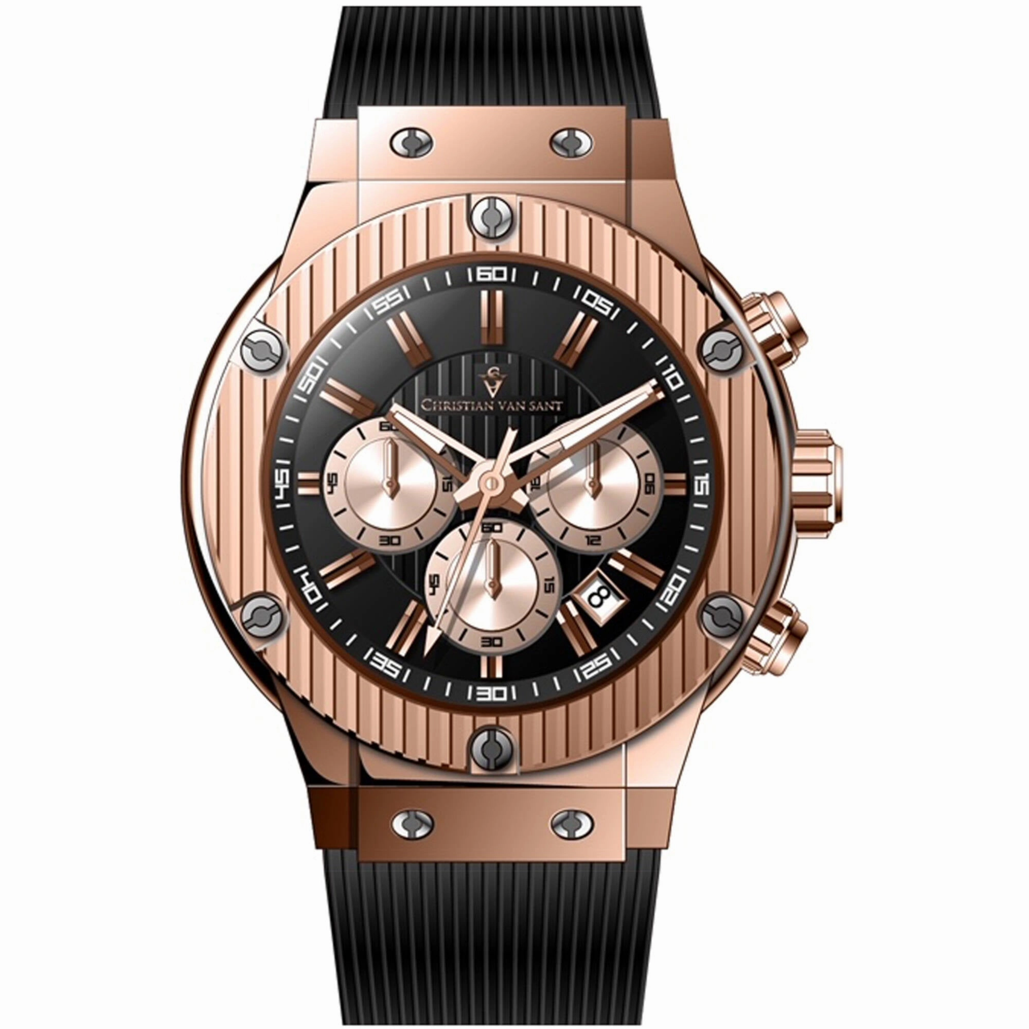 Christian Van Sant Men's Watch - Monarchy Quartz Red Dial Rubber Strap | CV8146 men's watches best men's watches under $500 affordable men's watches men watches classic