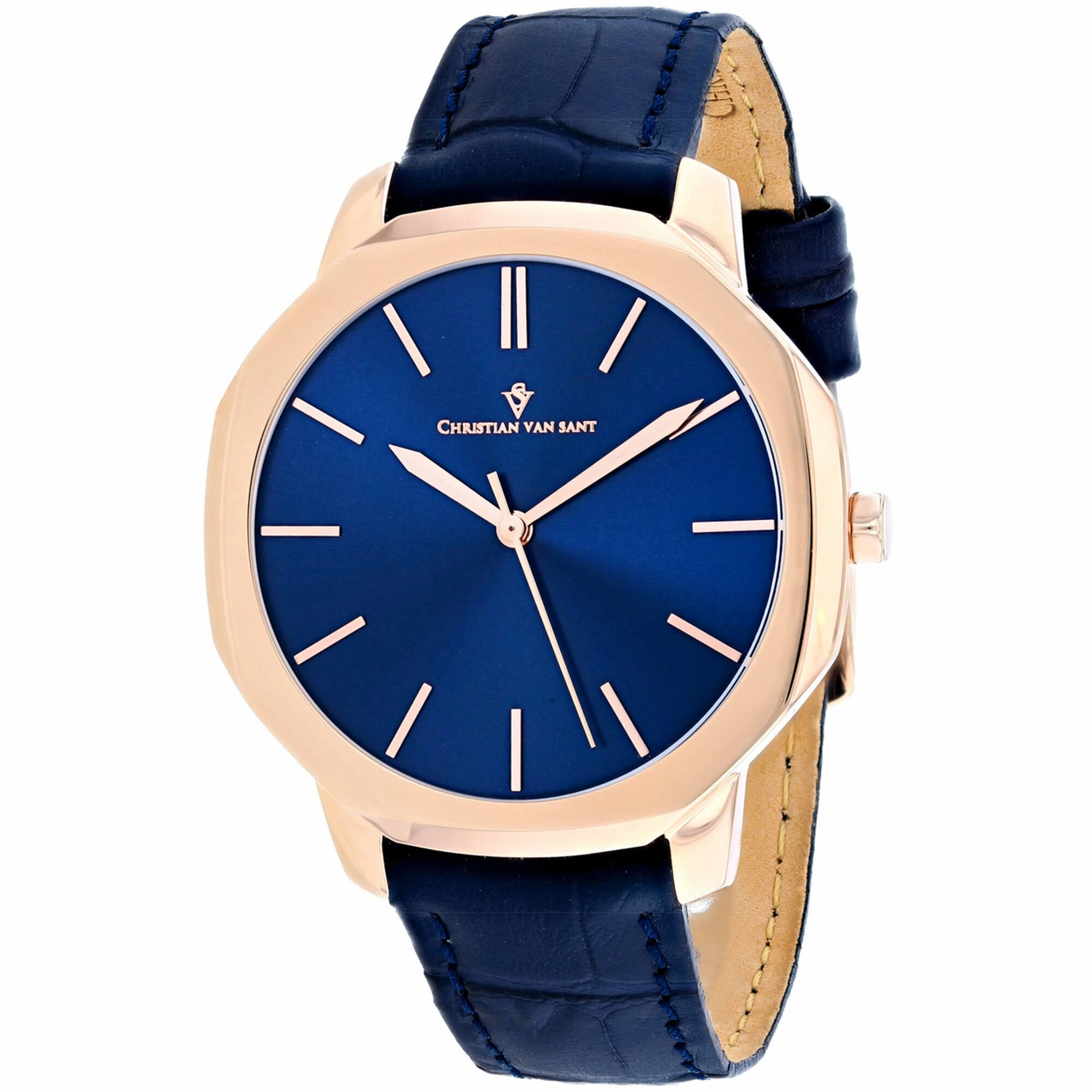 Christian Van Sant Men's Watch - Octavius Slim Quartz Blue Leather Strap | CV0535 men's watches best men's watches under $500 affordable men's watches men watches classic