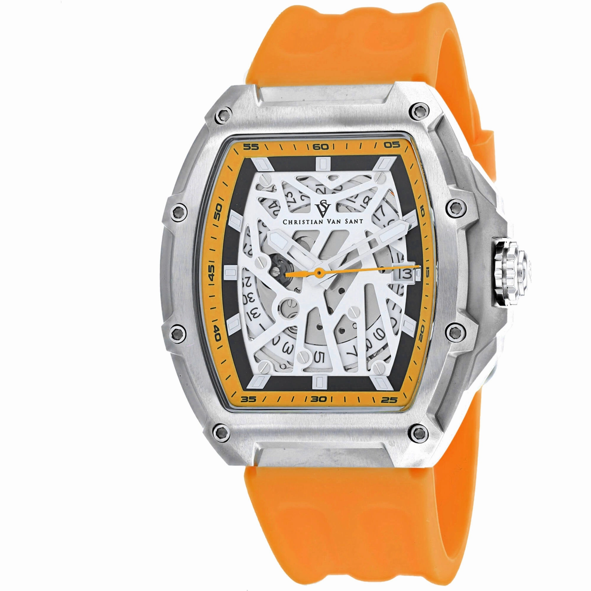 Christian Van Sant Men's Watch - Odyssey Automatic Orange Rubber Strap | CV6193 men's watches best men's watches under $500 affordable men's watches men watches classic