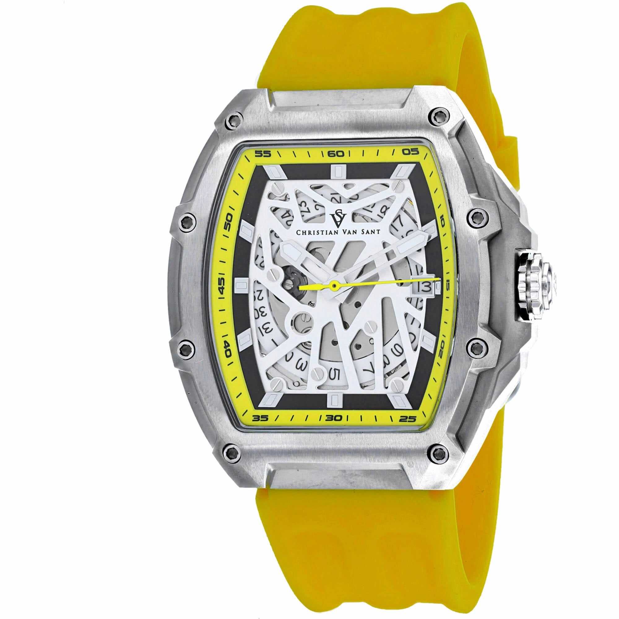 Christian Van Sant Men's Watch - Odyssey Automatic Yellow Rubber Strap | CV6192 men's watches best men's watches under $500 affordable men's watches men watches classic