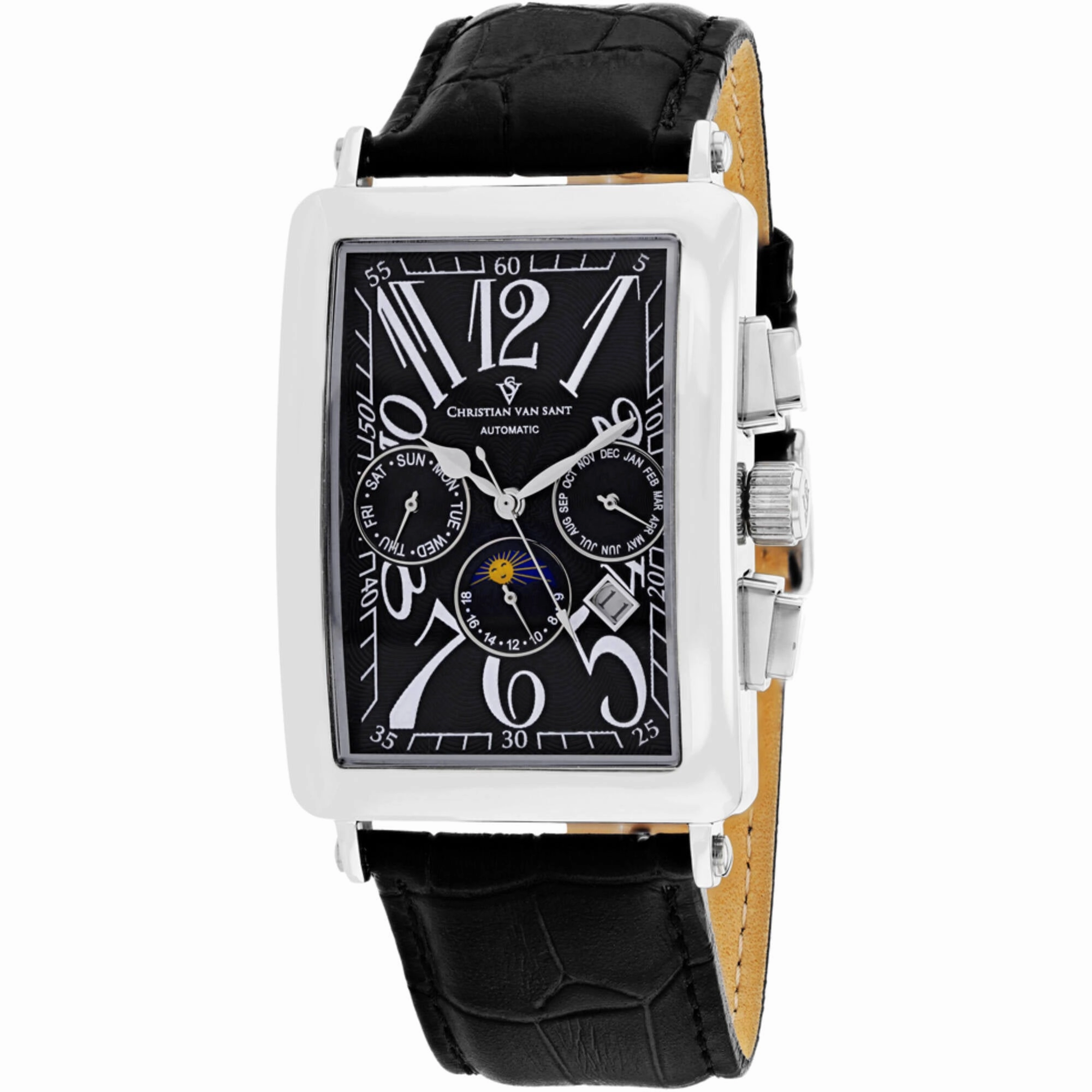 Christian Van Sant Men's Watch - Prodigy Automatic Black Dial Leather Strap | CV9130 men's watches best men's watches under $500 affordable men's watches men watches classic