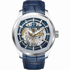 Christian Van Sant Men's Watch - Romeo Automatic Blue Dial Leather Strap | CV9501 men's watches best men's watches under $500 affordable men's watches men watches classic