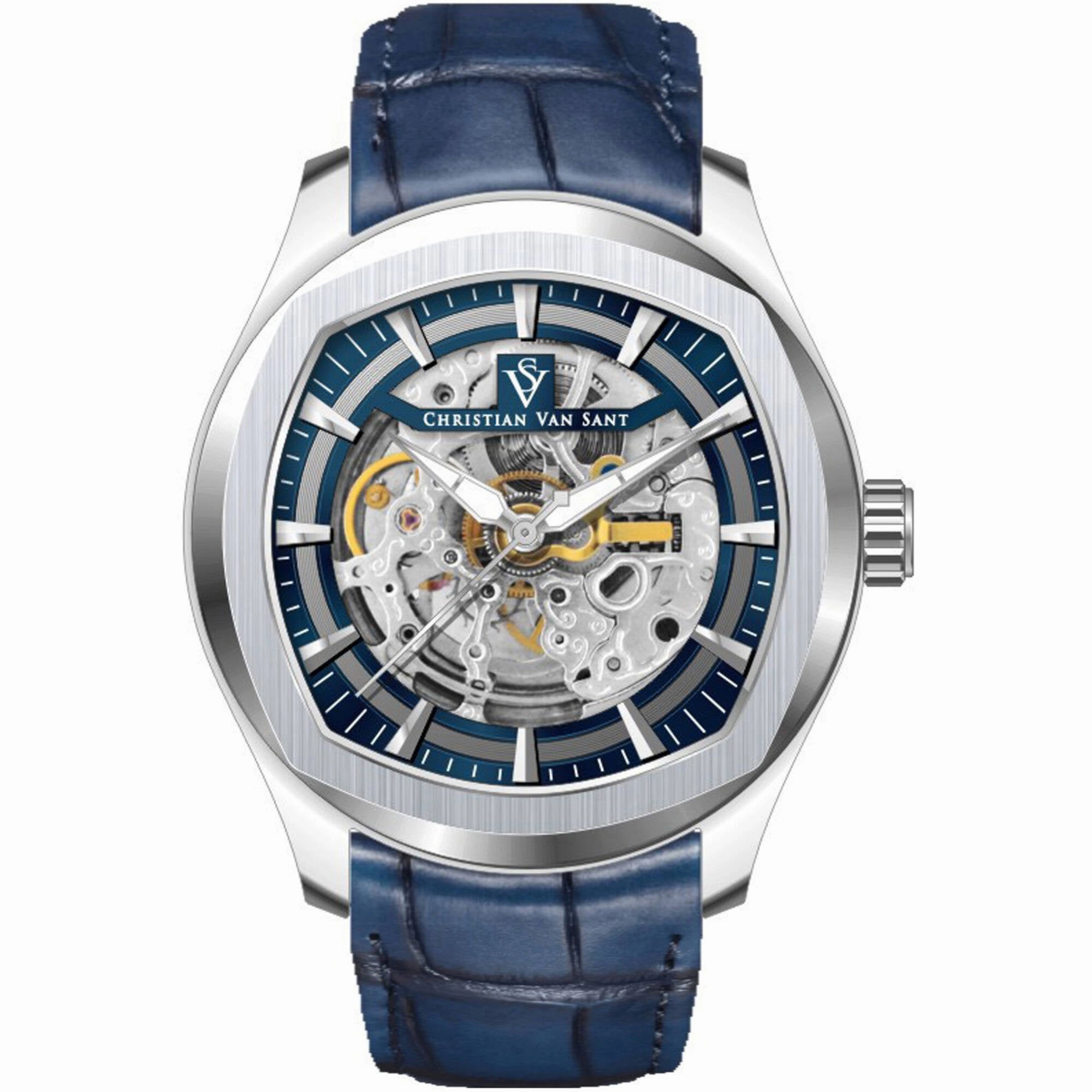 Christian Van Sant Men's Watch - Romeo Automatic Blue Dial Leather Strap | CV9501 men's watches best men's watches under $500 affordable men's watches men watches classic