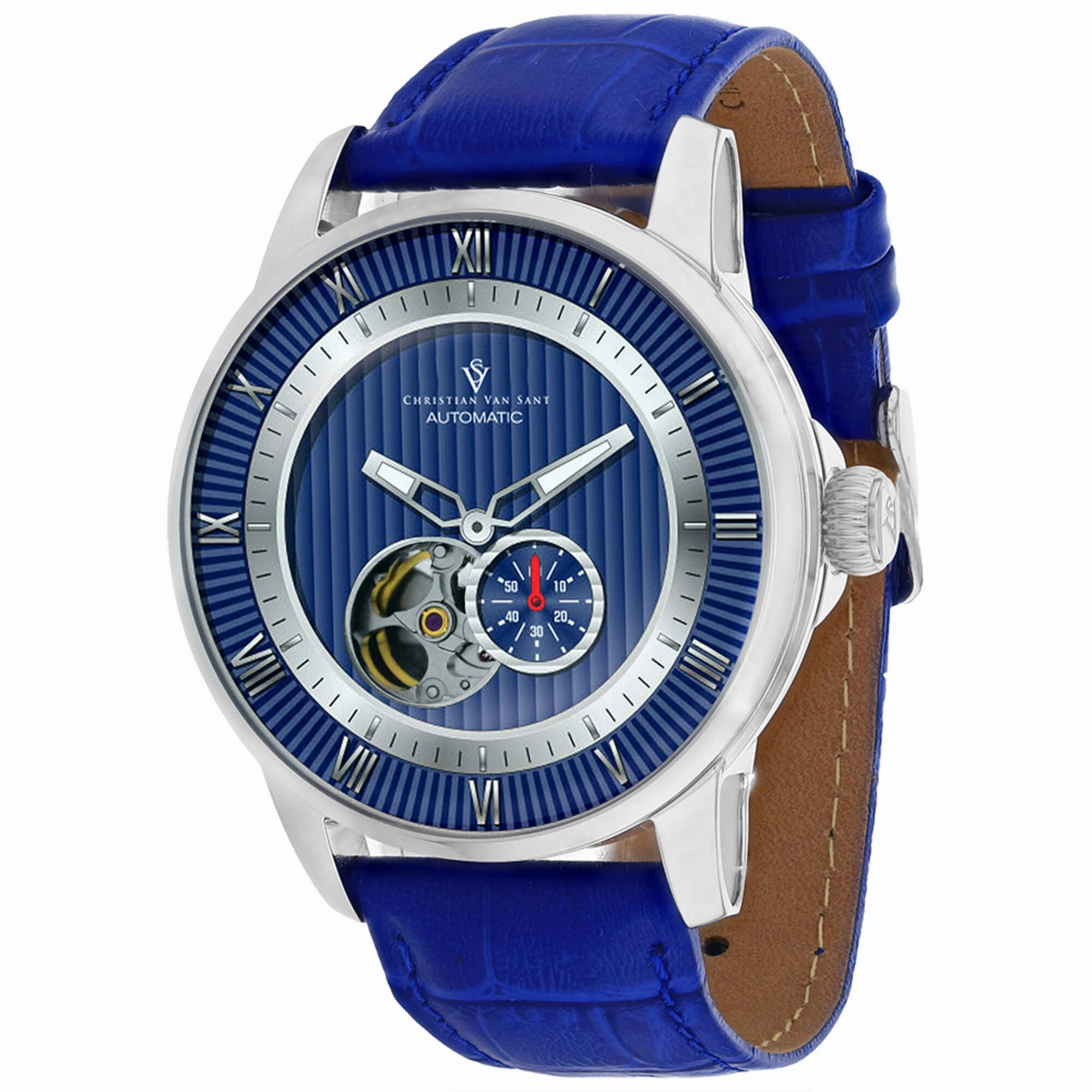 Christian Van Sant Men's Watch - Viscay Automatic Blue Dial Leather Strap | CV0553 