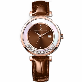 Christian Van Sant Women's Watch - Bria Quartz Brown Dial Leather Strap | CV3817 Luxury Quartz Watch Quartz Watch Sale