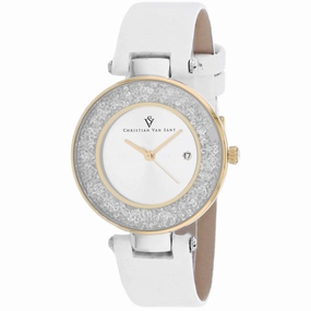 Christian Van Sant Women's Watch - Dazzle Quartz Silver Dial Leather Strap | CV1223 Luxury Quartz Watch Quartz Watch Sale