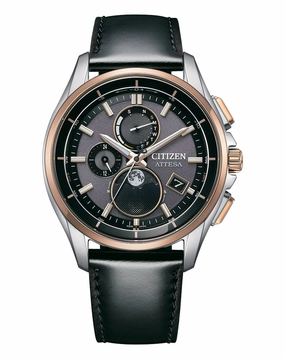 Citizen Attesa Radio Controlled Eco-Drive Black Leather Strap Watch BY1004-17X 
