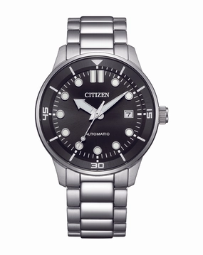 Citizen Automatic Silver Stainless Steel Black Dial Watch NJ0191-83E 