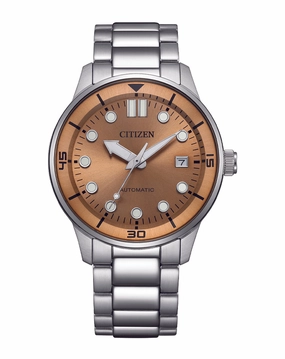 Citizen Automatic Silver Stainless Steel Bronze Dial Watch NJ0191-83X 