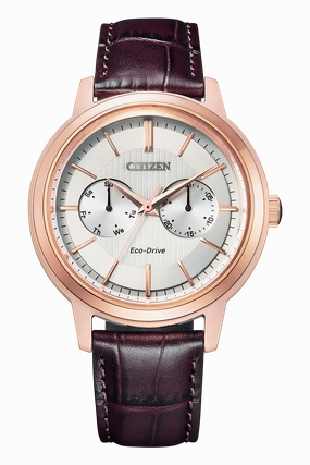 Citizen Eco-Drive Brown Leather Strap White Dial Watch BU4032-11A 
