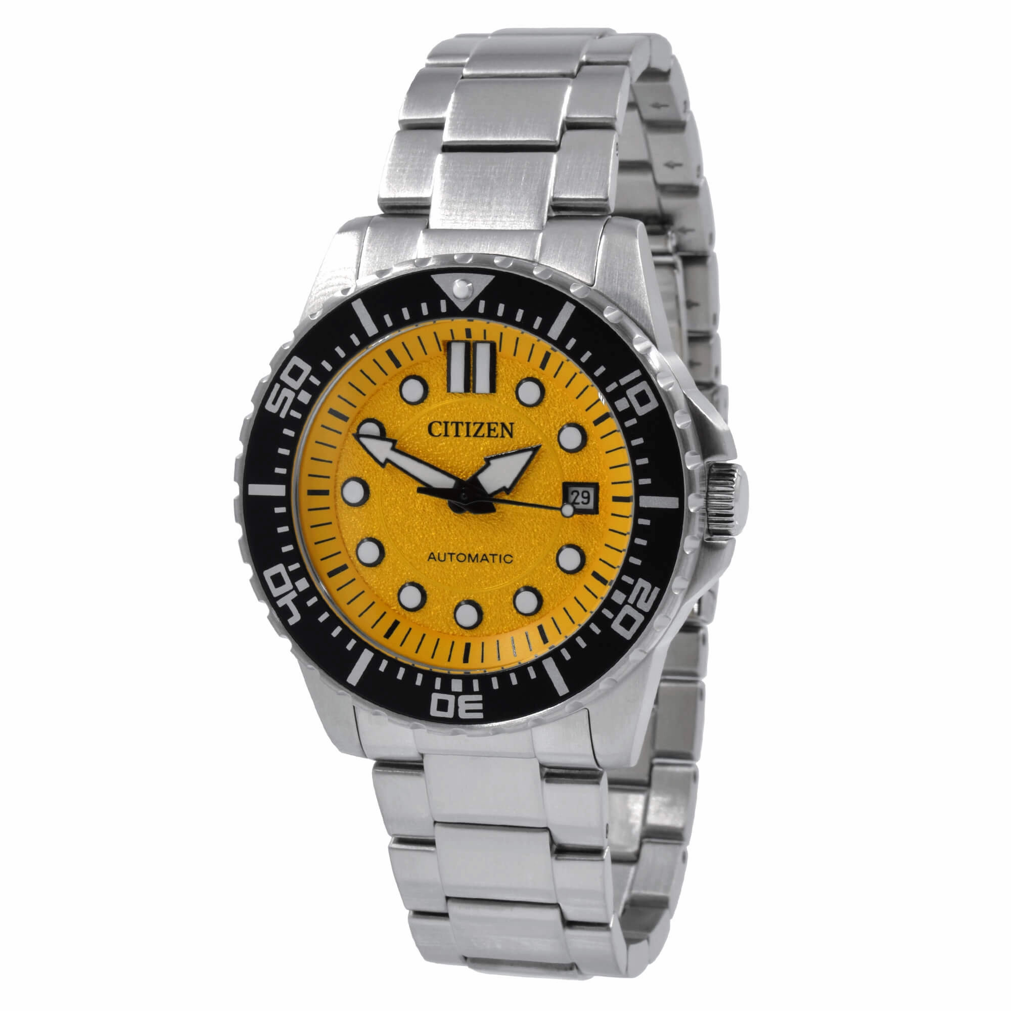 Citizen Men's Watch - Urban Mechanical Yellow Dial Silver Tone Bracelet | NJ0170-83Z,automatic watch,automatic watches for men,automatic watches for women,luxury automatic watch,minimalist automatic watch,dress automatic watch,vintage automatic watch,auto